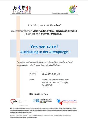 Yes we care - Ausbildung in der Altenpflege