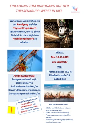 Einladung zum Rundgang auf der Thyssenkrupp-Werft