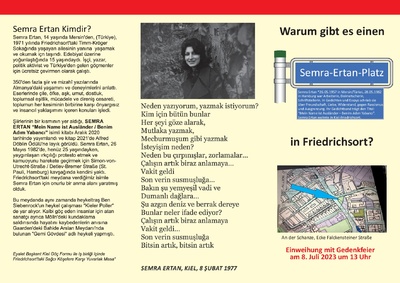 Einweihung Semra-Ertan-Platz in Kiel-Friedrichsort